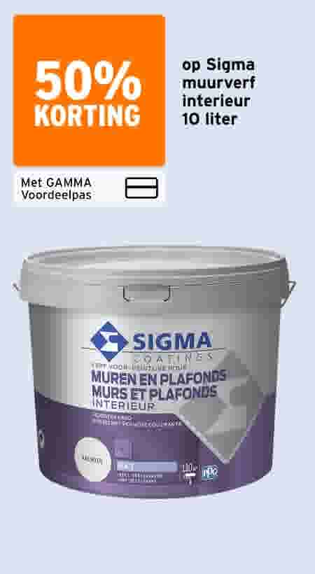50% korting Sigma muurverf interieur 10 liter 