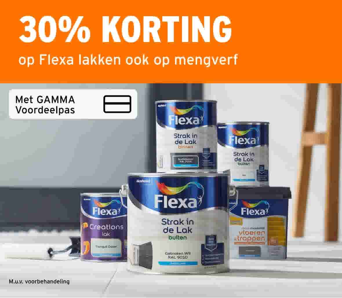 30% korting op Flexa lakken ook op mengverf