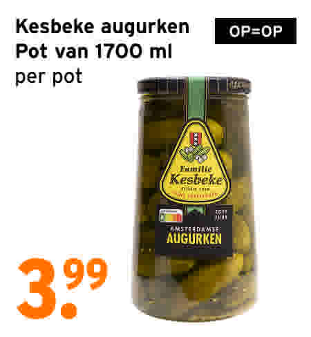 Kesbeke augurken Pot van 1700ml 3.99