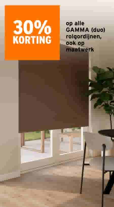 30% korting op alle GAMMA (duo) rolgordijnen, ook op maatwerk
