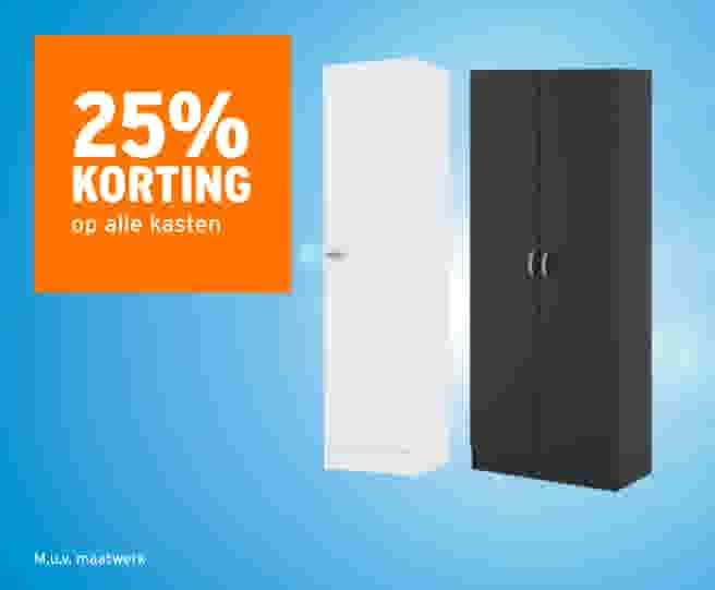 25% korting op alle kasten