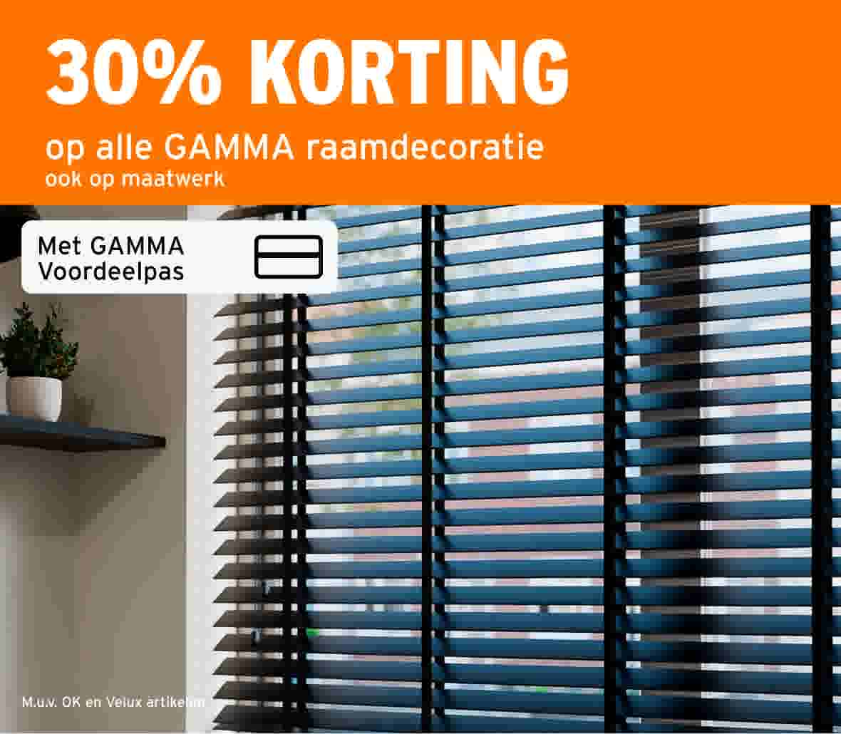 30% korting op alle GAMMA raamdecoratie ook op maatwerk