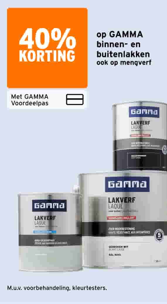 40% korting op GAMMA binnen- en buitenlakken ook op mengverf