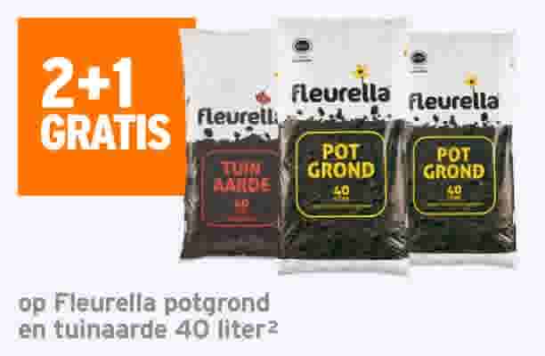 2+1 gratis op Fleurella potgrond en tuinaarde 40 liter