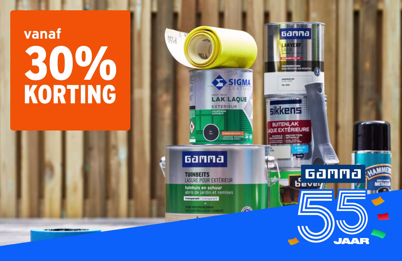 vanaf 30% korting op alle verf en beits ook op mengverf