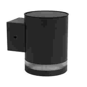 Een zwarte ronde solarbuitenlamp 