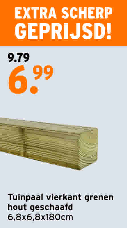 Tuinpaal geschaafd grenen
