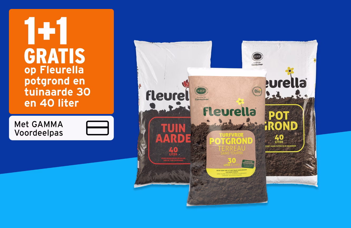 1+1 gratis op Fleurella potgrond en tuinaarde 30 en 40 liter