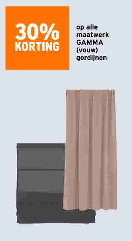30% korting Op alle maatwerk GAMMA (vouw)gordijnen