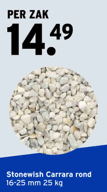 Stonewish Carrara rond 16-25 mm 25 kg  per zak 14.49