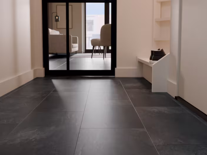laminaat tegels grijs in een hal