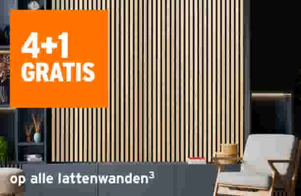 4+1 gratis op alle lattenwanden