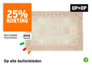 25% korting op buitenkleden