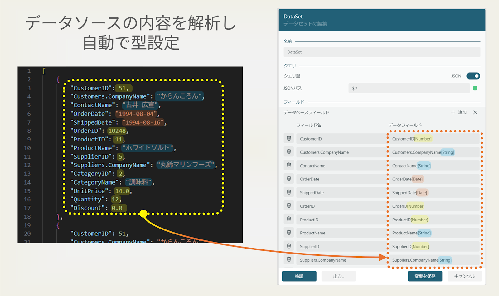 データ型の自動設定機能