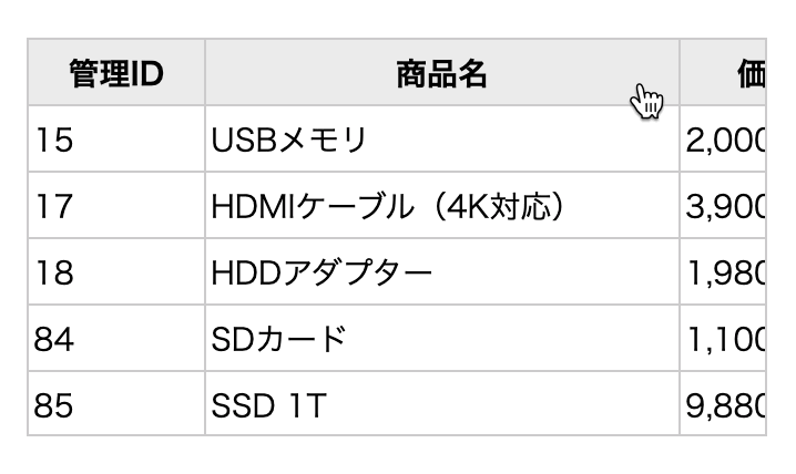 リスト列幅の自動調整