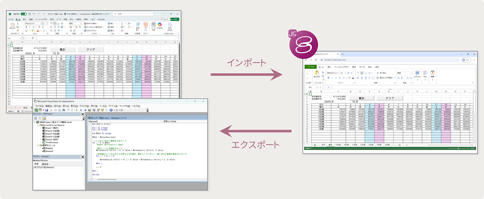 VBAマクロを維持したままインポート/エクスポート