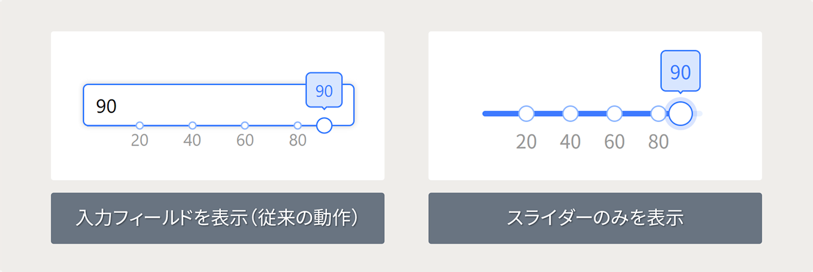 スライダー入力で入力フィールドを非表示にする