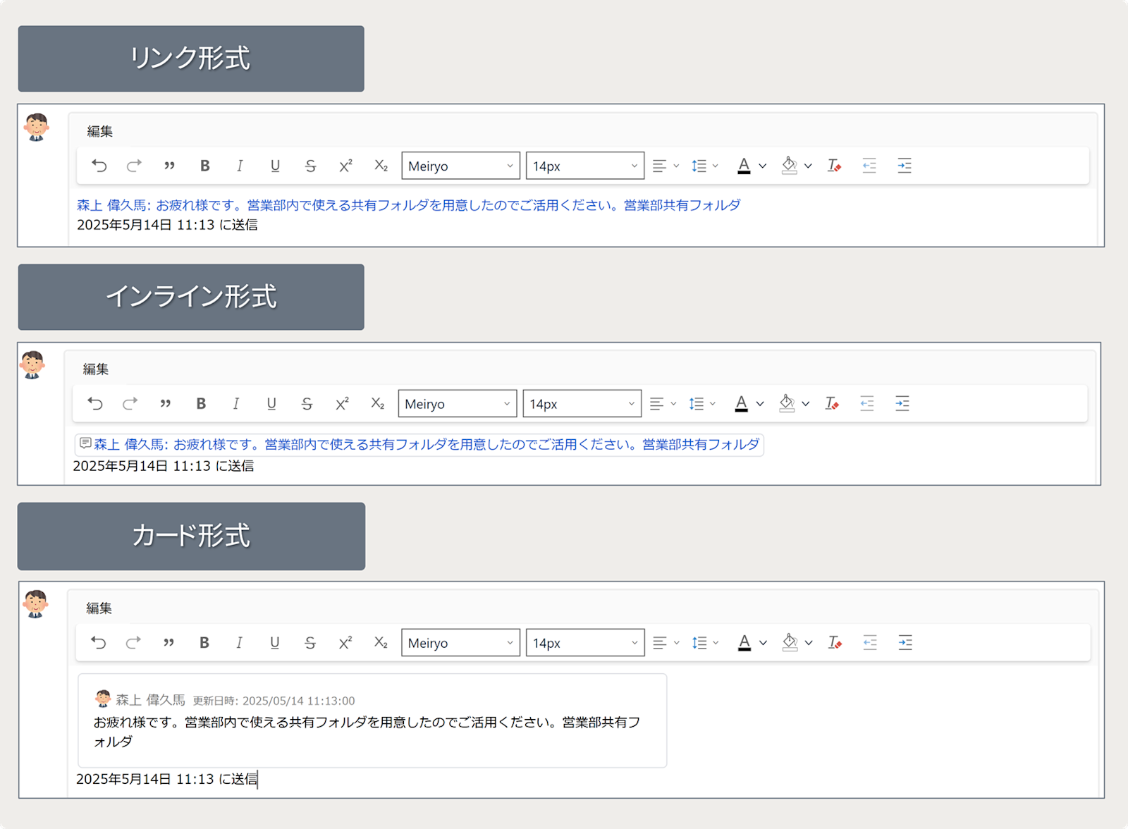 3つの表示形式