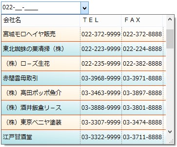 マスク書式を持つコンボコントロール