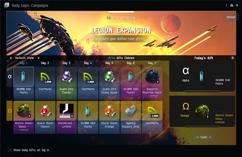 Legion - Daily Log in rewards - DLI