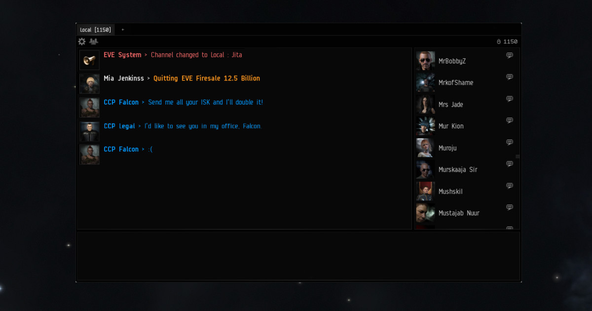 Eve online what does x in chat mean