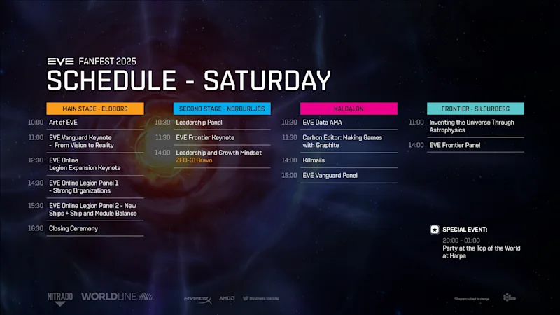 Fanfest schedule - Only for saturday!