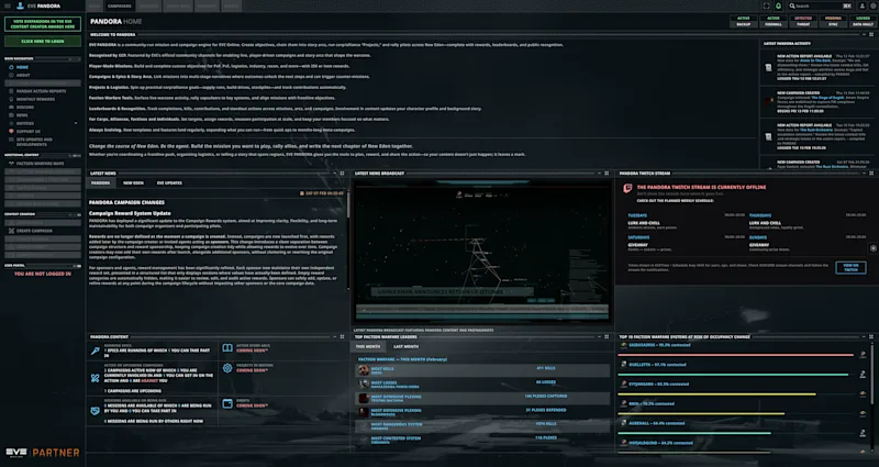 EVE Pandora webpage