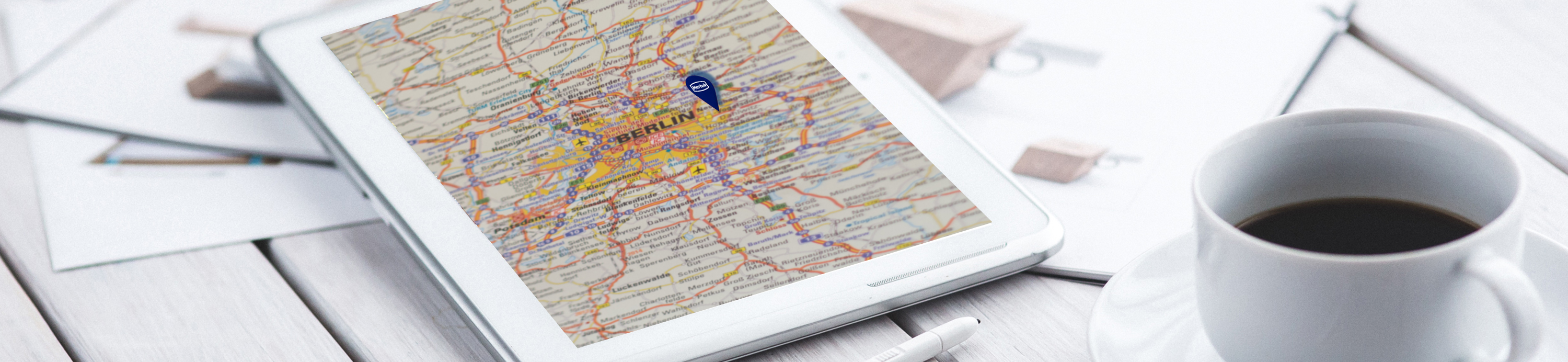 Straßenkarte mit dem Standort von Hertek im Raum Berlin