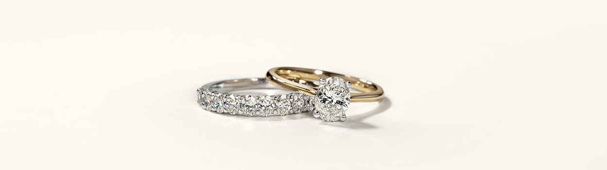 diamond engagement ring and diamond wedder stacked