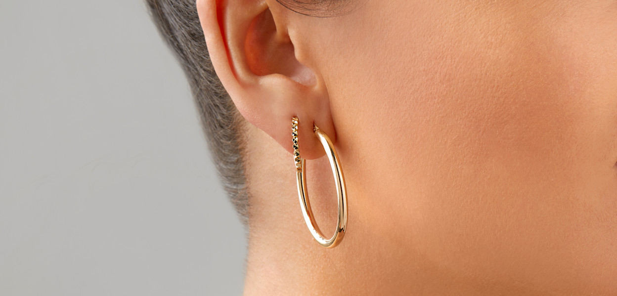 Close up of two hoops stacked together