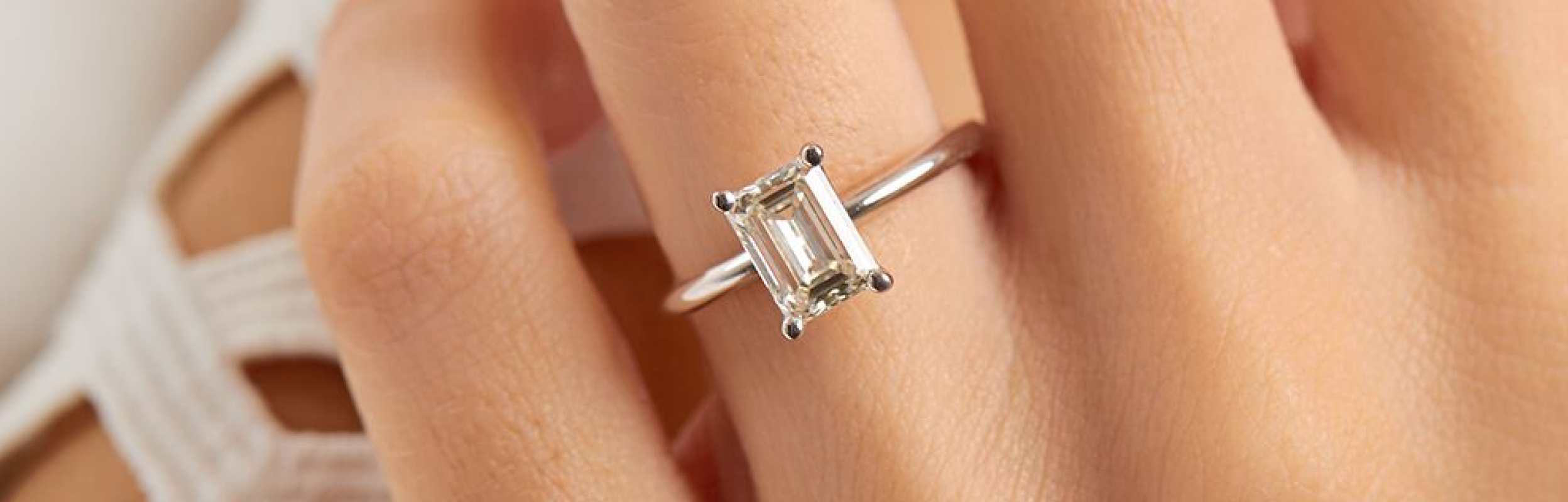 emerald cut diamond engagement ring in white gold