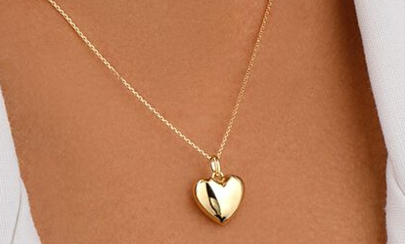 Cherish Gold Heart Locket Pendant Necklace - Waterproof Jewelry