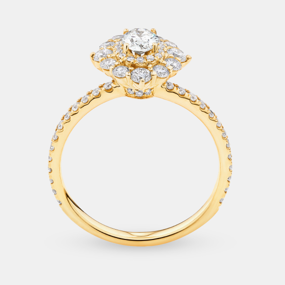 yellow gold sapphire hidden halo engagement ring