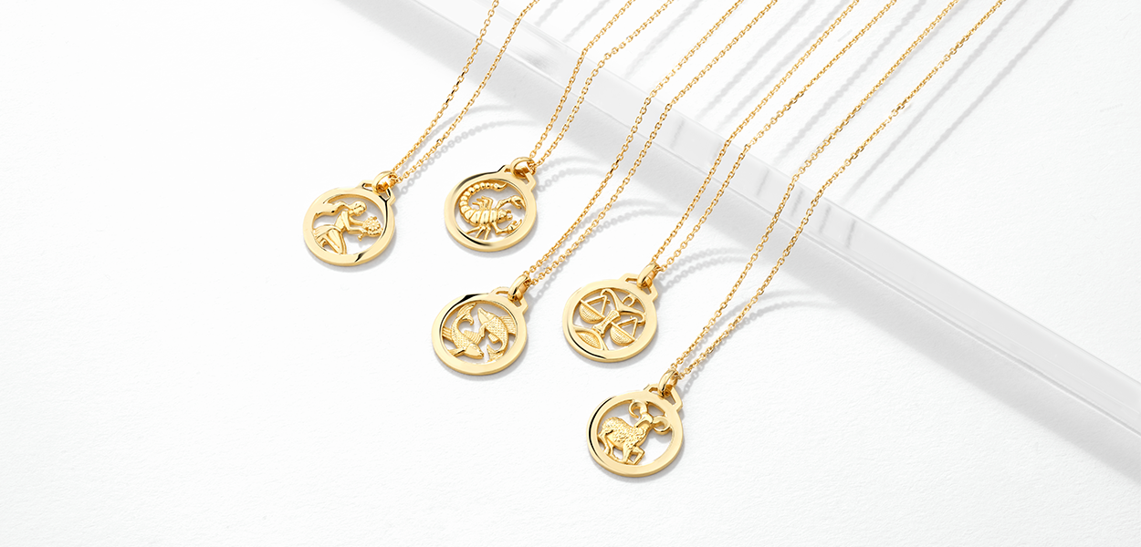 5 Gold Zodiac Pendants