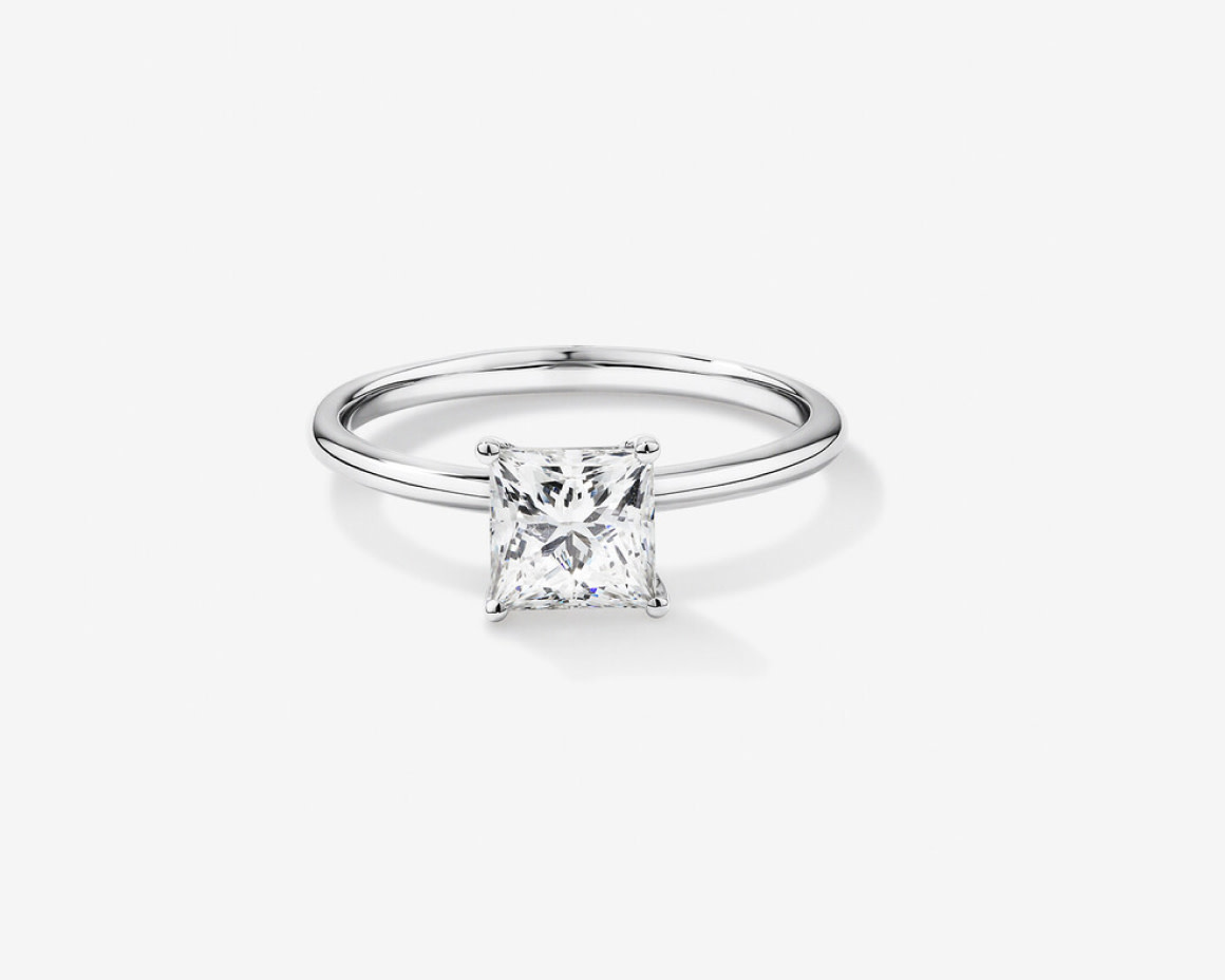 square princess cut diamond solitaire engagement ring in yellow gold