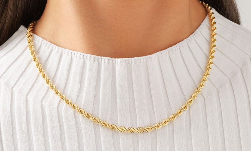 5mm Two-Tone Gold & Silver Rope Chain Necklace | Classy Women Collection