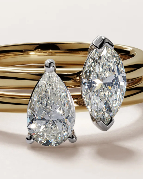 two stacked diamond engagement rings