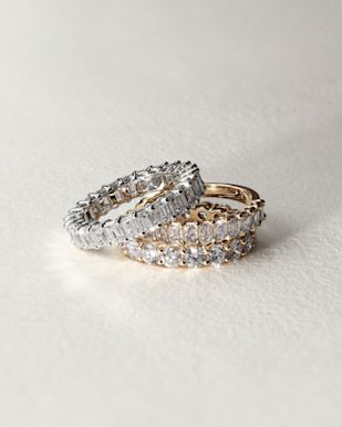 three stacked diamond wedding bands