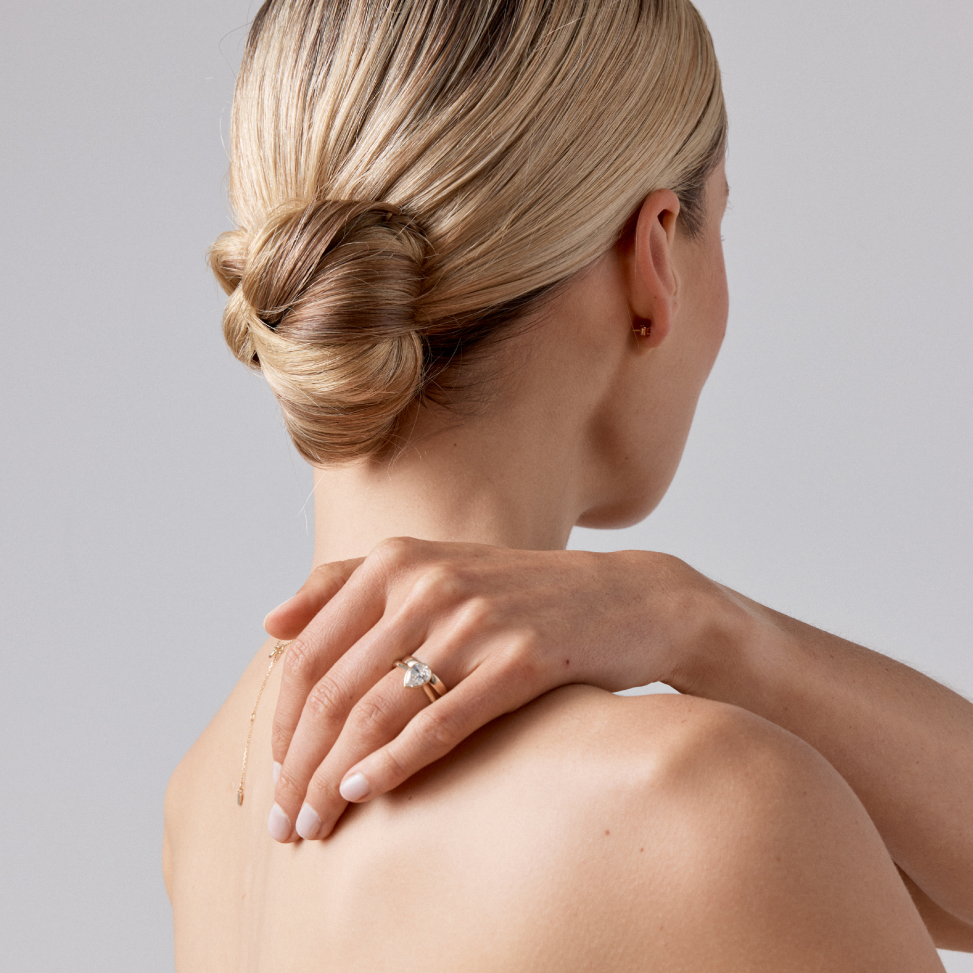 Women model wearing LAB. engagement ring