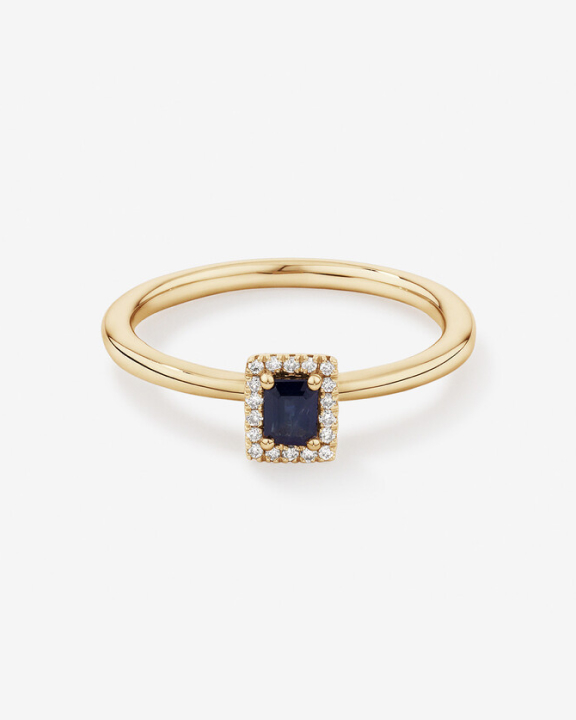gold sapphire diamond halo ring