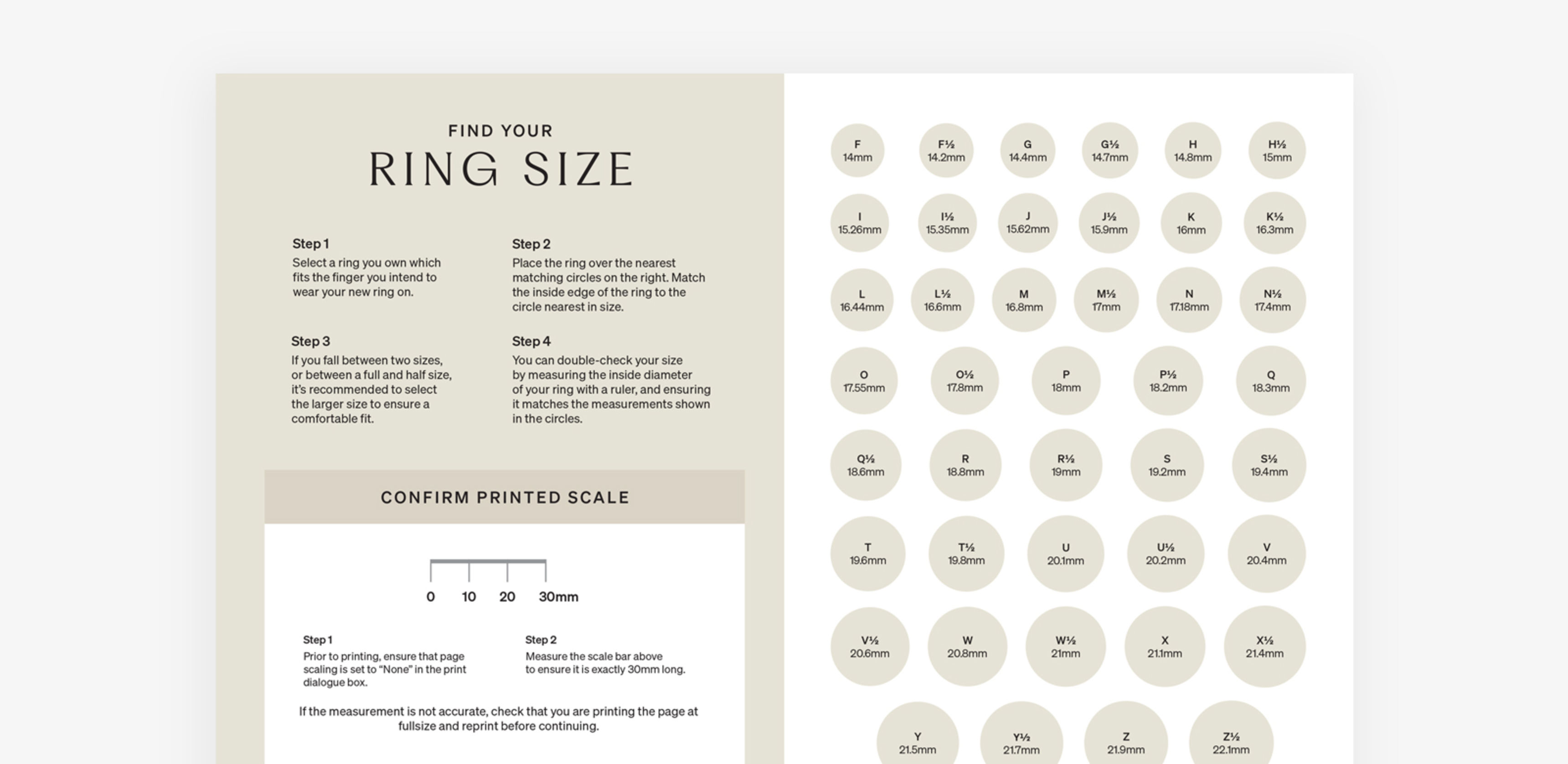 Size 80 Rings Ring Size Chart & Measurement Guide at Michael Hill Australia