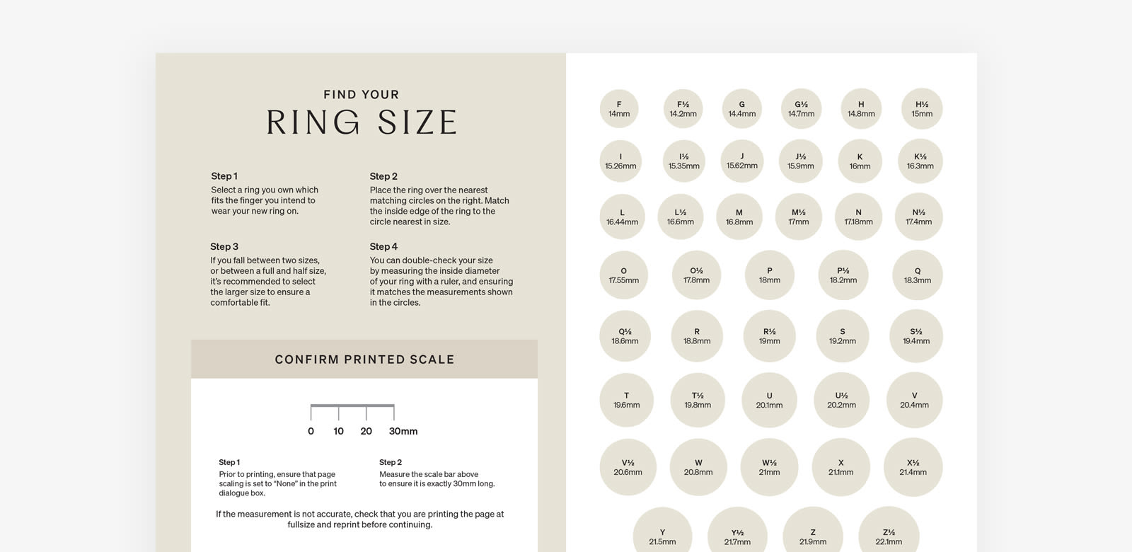 Ring Size Chart & Measurement Guide at Michael Hill Australia