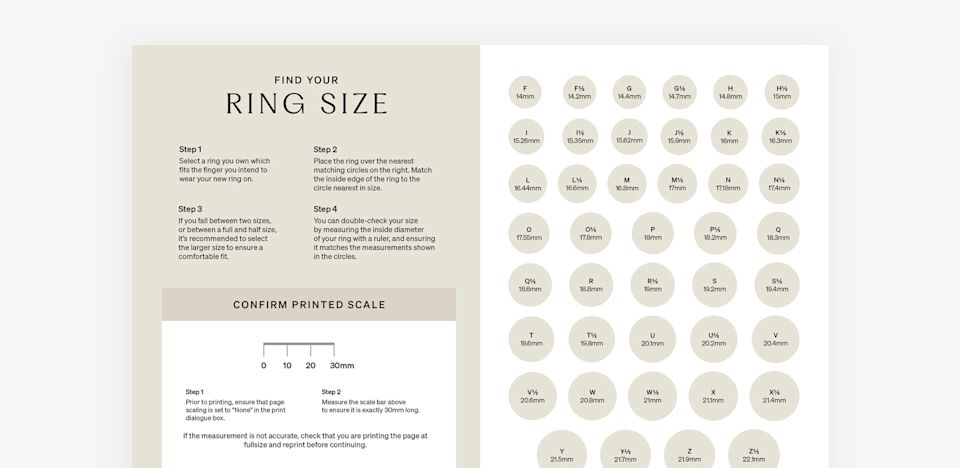 Printable Ring Size Guide Canadian number system