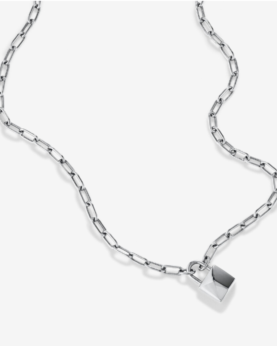 silver sig lock necklace