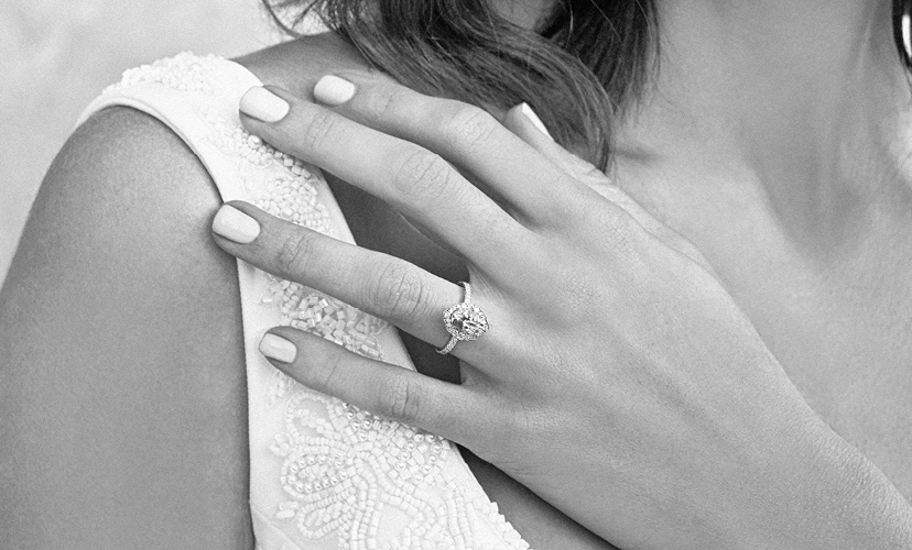 Bride wearing a Sir Michael Hill Designer Bridal engagement ring