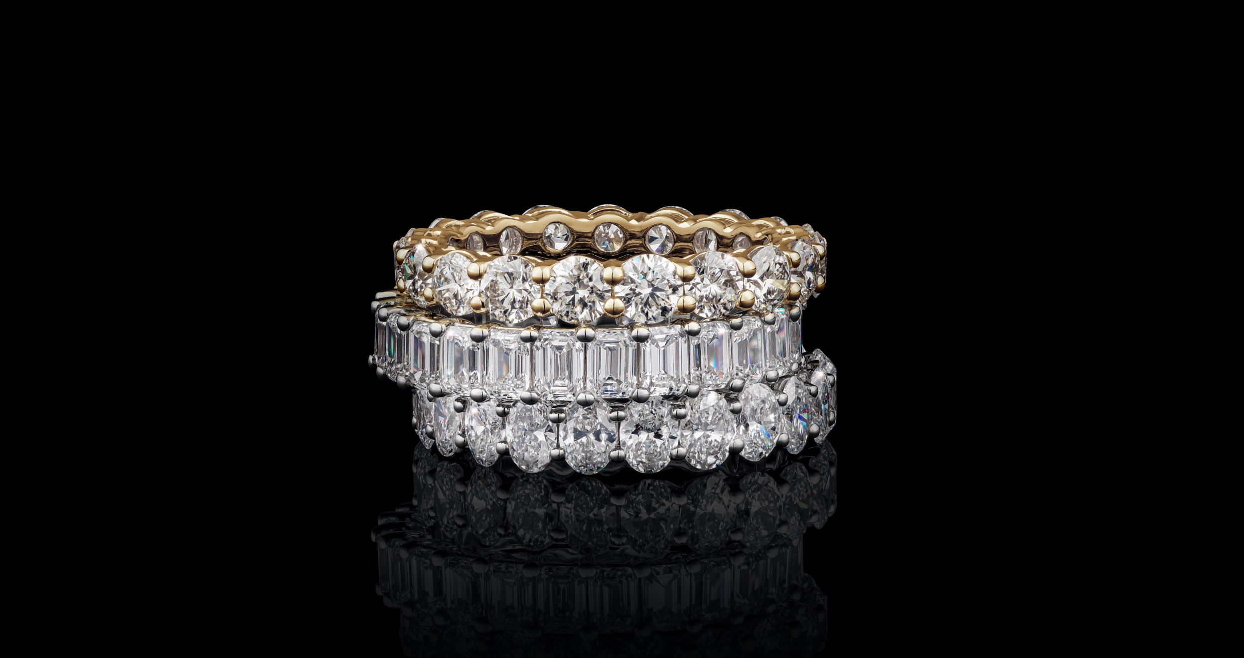 diamond eternity band stacked