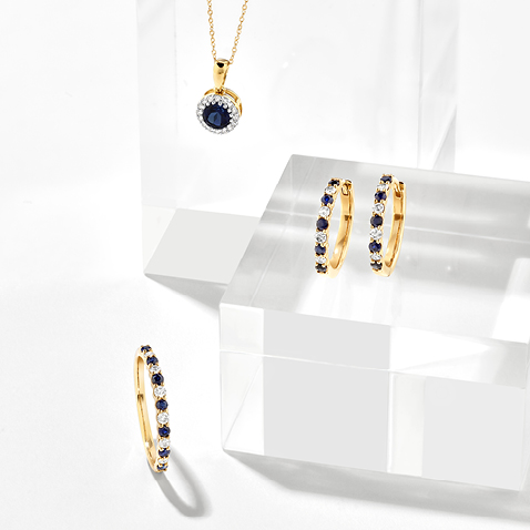 Set of gold and blue gemstone jewellery