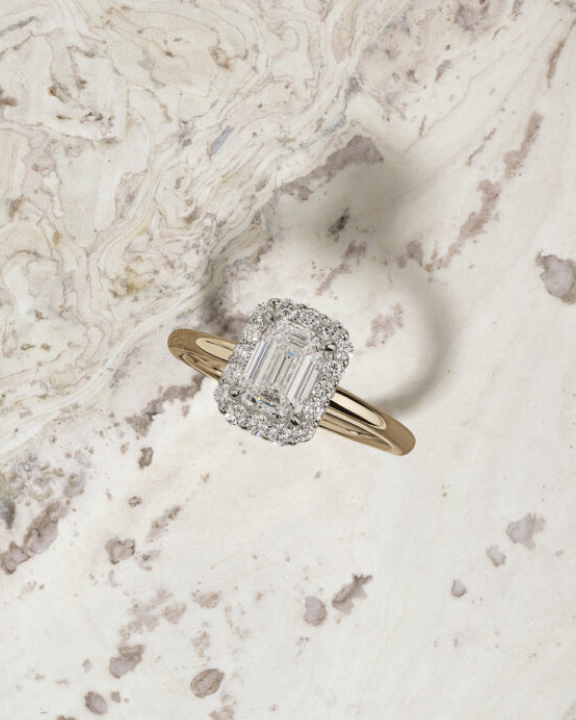 emerald Halo diamond engagement ring