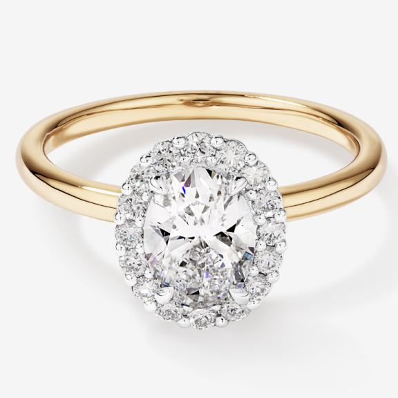 yellow gold oval halo engagement ring