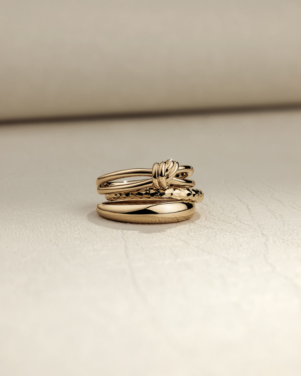 Flat lay of 3 gold rings